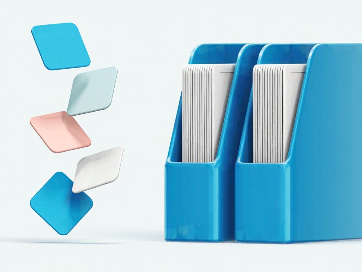 Product cards filing themselves into category racks